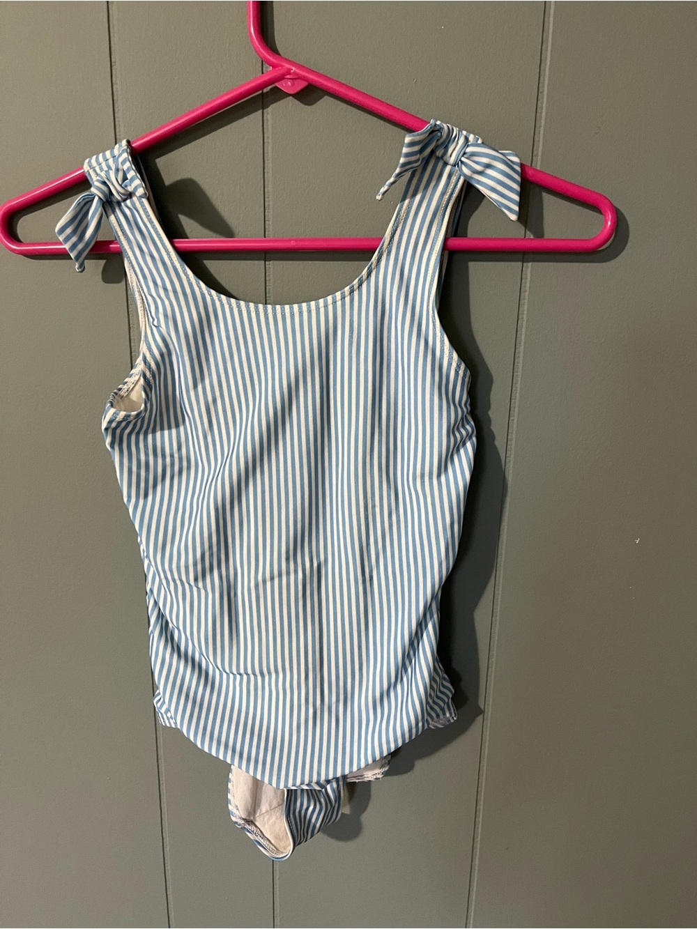 Girls Swimsuit Blue and white Striped 7/8